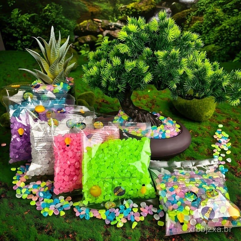 1000 Peças Pedras Luminosas Que Brilham No Escuro Seixos De Pedra Brilhante De Jardim Para Passarela Caminho Decoração D