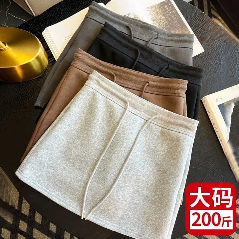 Saia esportiva cinza feminina 2025 novo estilo primavera outono suor saia curta Plus Size gordura mm cintura alta Hip-co