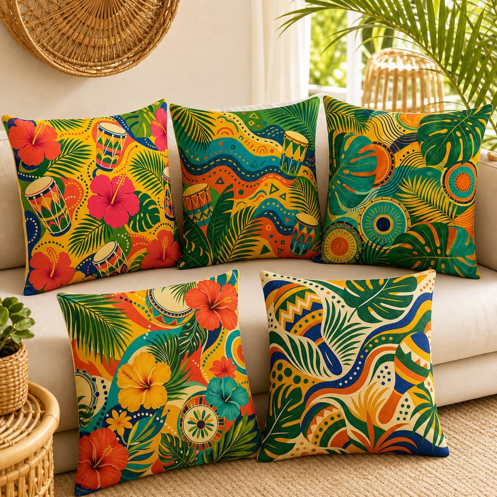 Capas De Almofada Tropicais Samba Brasil , De Folhas Florais Para Decoração De Sofá E Sala De Estar , Múltiplas Especifi