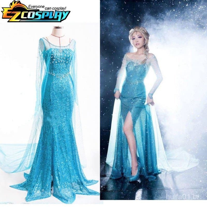 Fantasia de Carnaval da Princesa Elsa, Vestido Longo Frozen Q06D