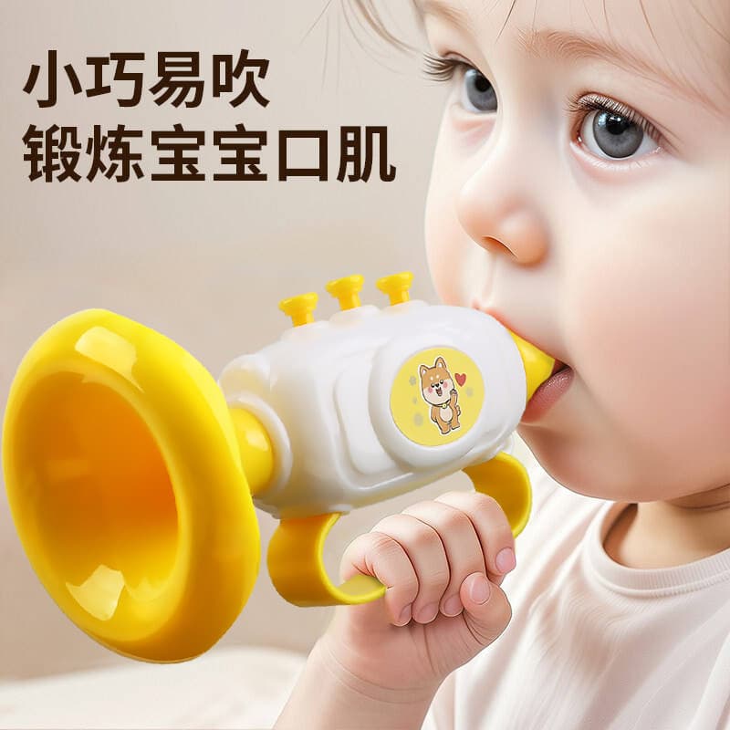Pequeno chifre brinquedos infantis 1 ano de idade bebê Mini soprado 6 meses sobre bebê apito instrumento Musical de Sili