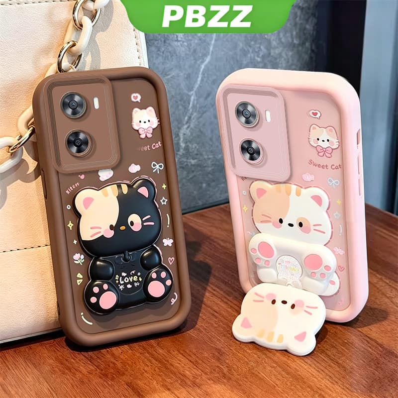 Capa Para OPPO a6x A6 pro a6c 4g A6t a6S A6 5g capinha normal Suporte de gatinho fofo feminina JTXMMZJ1