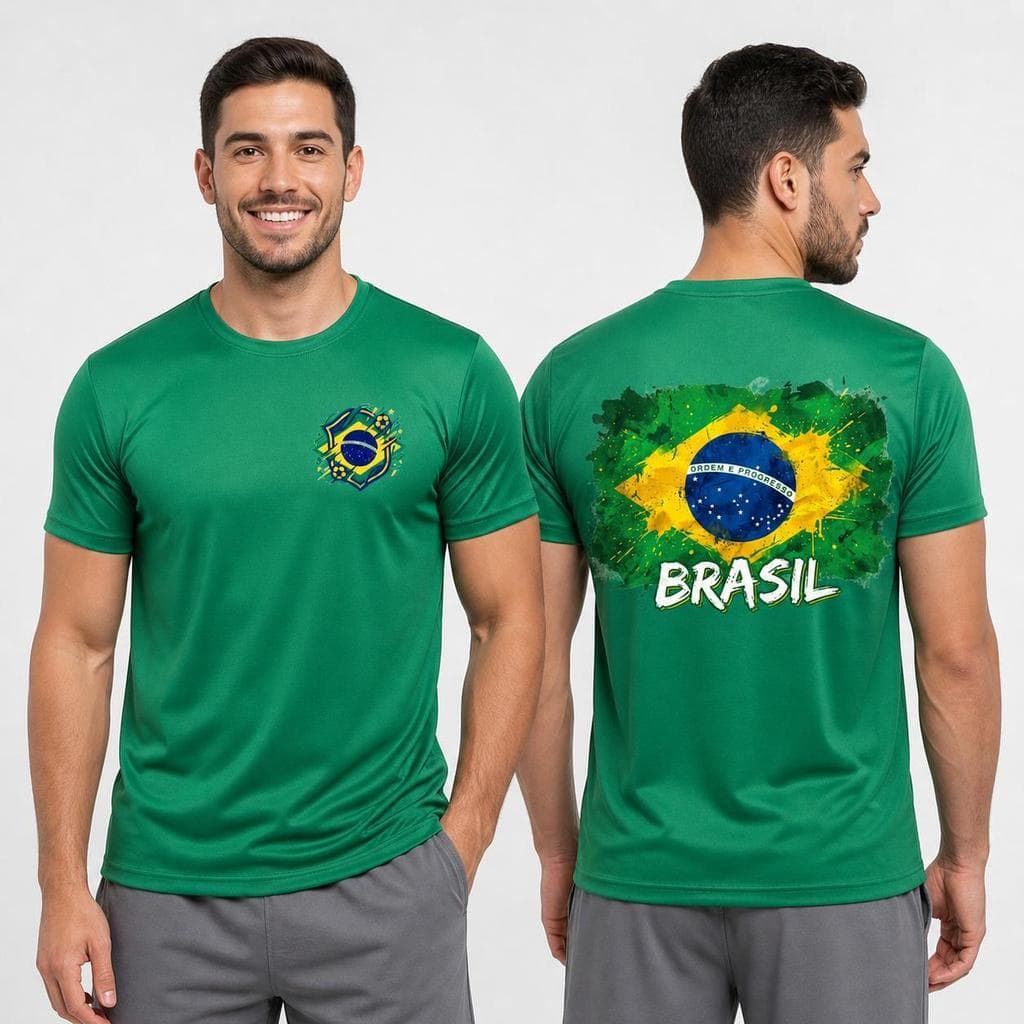 Camiseta Dry Fit Futebol Masculina  Jogo Brasil Trend Copa Hexa T-Shirt Estilosa Tendencia Para você Estampada Time
