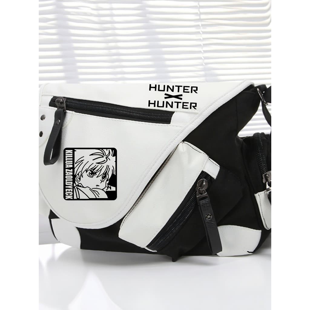 Mochila fã caçador em tempo integral Xiaojie Qiqi mercadoria bolsa mensageiro de um ombro Anime bolsa escolar de lona bi