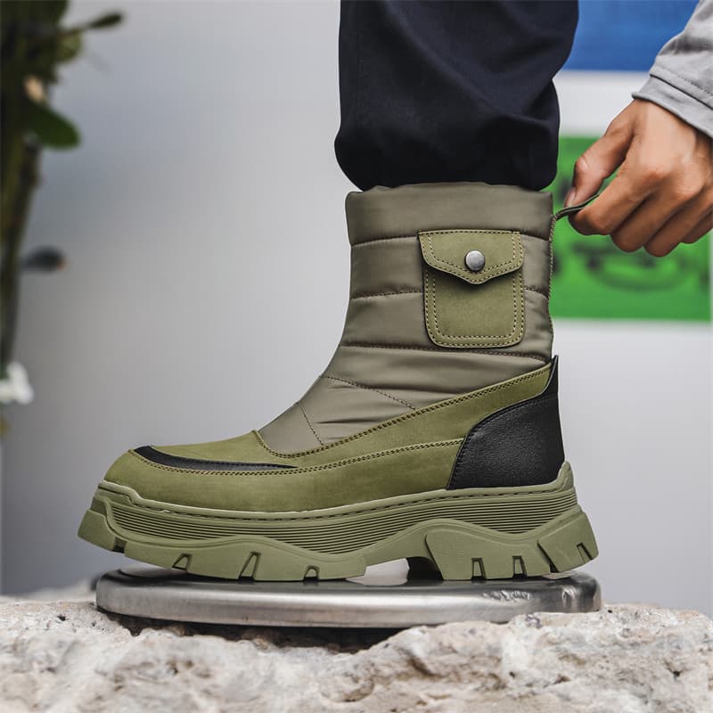 Botas de neve do nordeste masculinas 2025 novo estilo forro de lã de inverno engrossado à prova d'água antiderrapante me