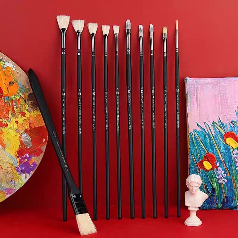Flor de cerejeira água giz cor escova conjunto 11 arte estudantes dedicado em forma de leque caneta acrílico pintura a ó