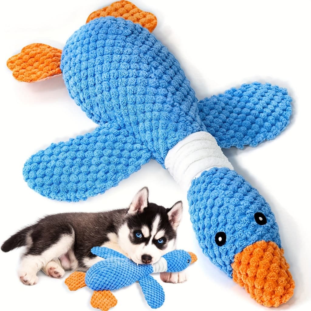 Durable Plush Dog Toy Goose Shaped For Teething And Play