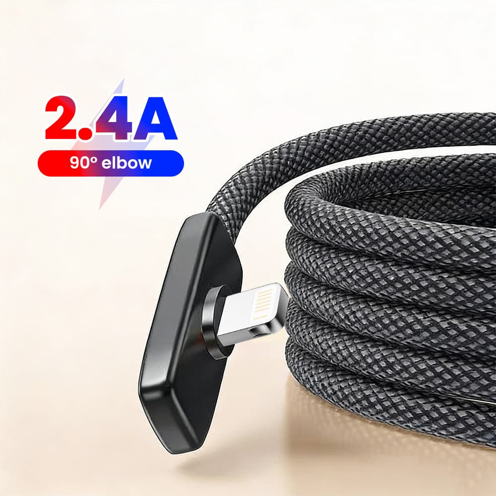 Cabo USB Para iOS De 2.4 W 90 ° De Carregamento Rápido De Cotovelo Dados Portátil De Ângulo Reto
