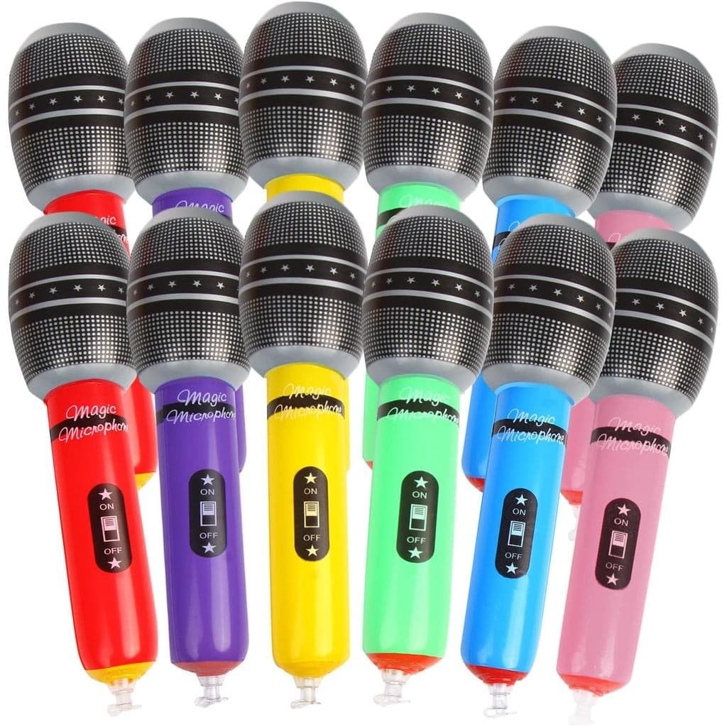 CCINEE Pacote com 12 Microfones Infláveis, Microfone Gigante Inflável de 9,4 Polegadas, Acessórios de Microfone Inflável