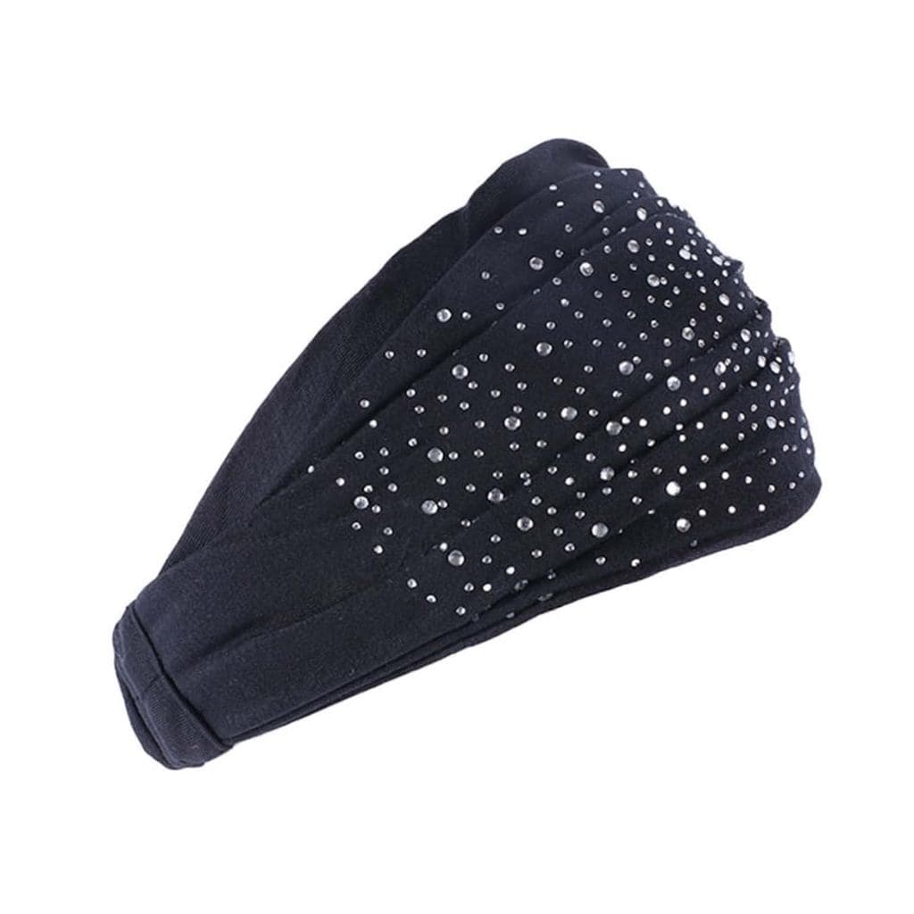 Faixa de Cabelo Preta para Maquiagem, Super Macia, para Yoga, com Strass, Cor Sólida, Elástica, Acessórios de Cabelo Fem