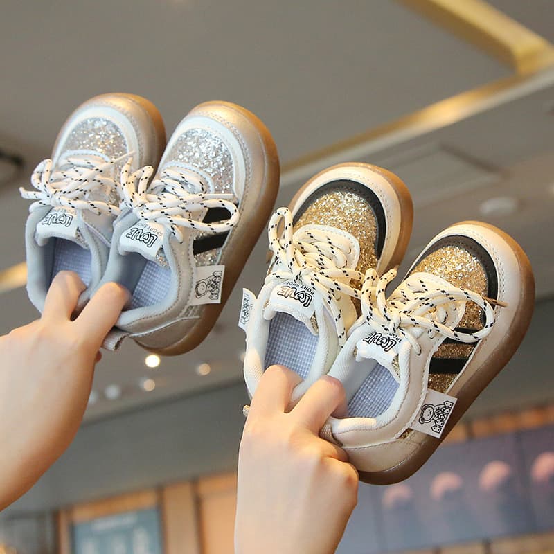 Crianças sapatos esportivos 2026 primavera outono novo estilo meninas sapatos casuais lantejoulas versão coreana meninos