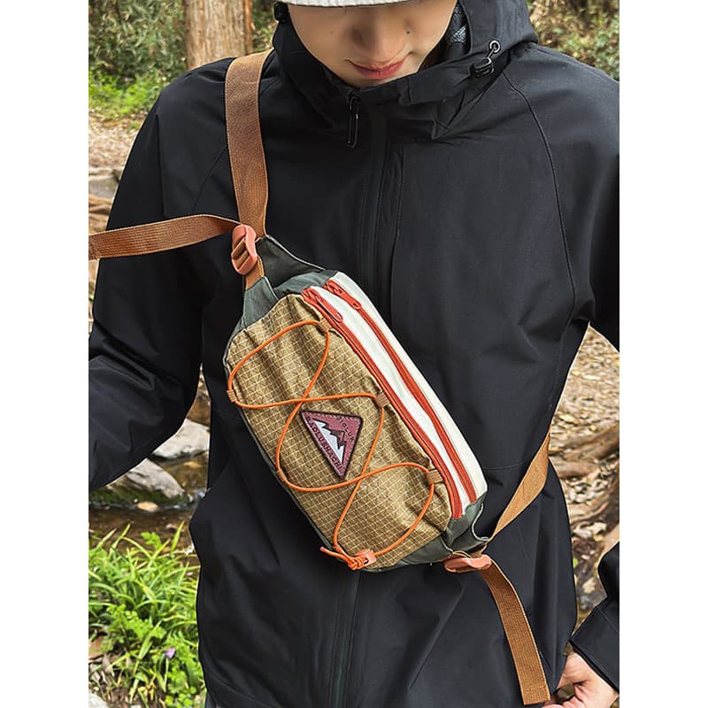 Americano Retro esportes saco de peito masculino Street Wear multifuncional Casual cintura saco único All-Match saco do