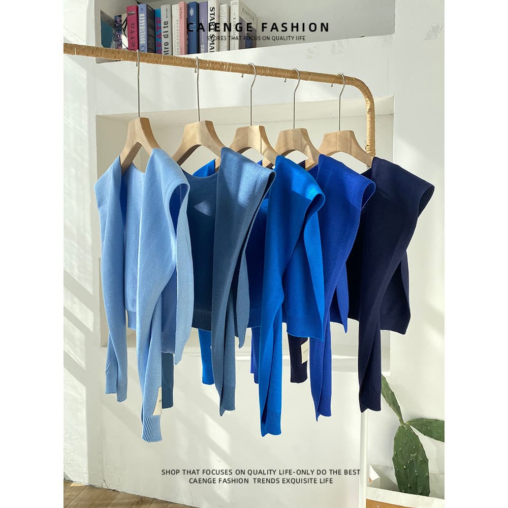 Influenciador azul pequeno xale feminino jogo exterior 2026 novo estilo fino malha pescoço proteção ar condicionado sala