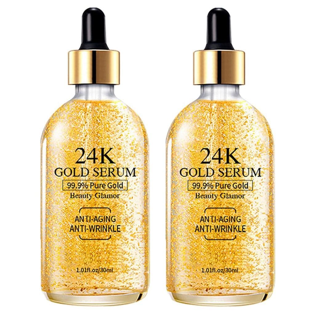 Sérum Facial de Ouro 24K, 2 Unidades, Hidratante Antienvelhecimento com Vitamina, Sérum Intensificador de Colágeno e Áci