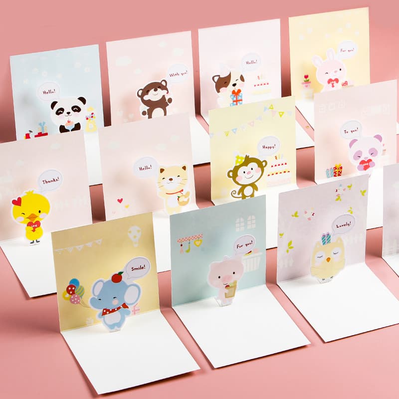 2025 Novo estilo tridimensional Mini cartão Envelope aniversário infantil pequeno cartão de papel desenho animado format