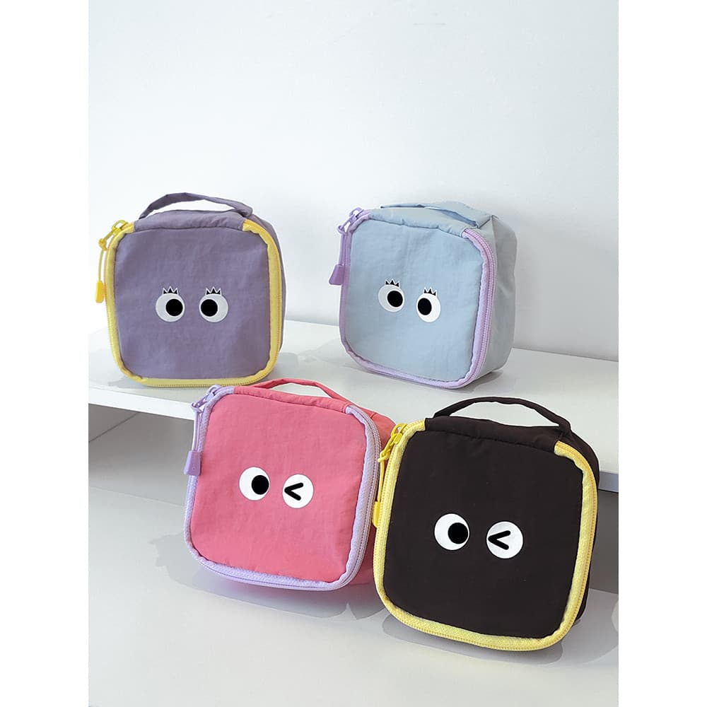 Qminica bonito olhos grandes Emoticon saco à prova dwaterproof água carteira curta U disco titular do cartão moeda bolsa