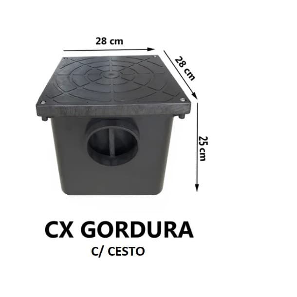 Caixa De Gordura Capacidade de 9 Litros com Cesto de Limpeza Tampa Plástica Reforçada