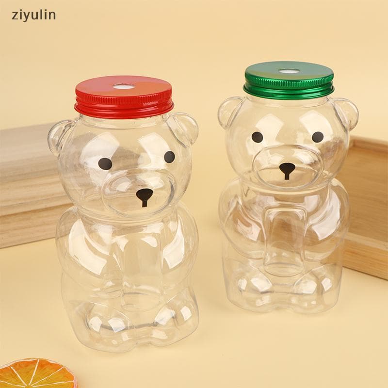 CVC 500ml Portátil Dos Desenhos Animados Urso Garrafas Transparentes Leite Chá Garrafa De Café Para Bolha Suco Milkshake