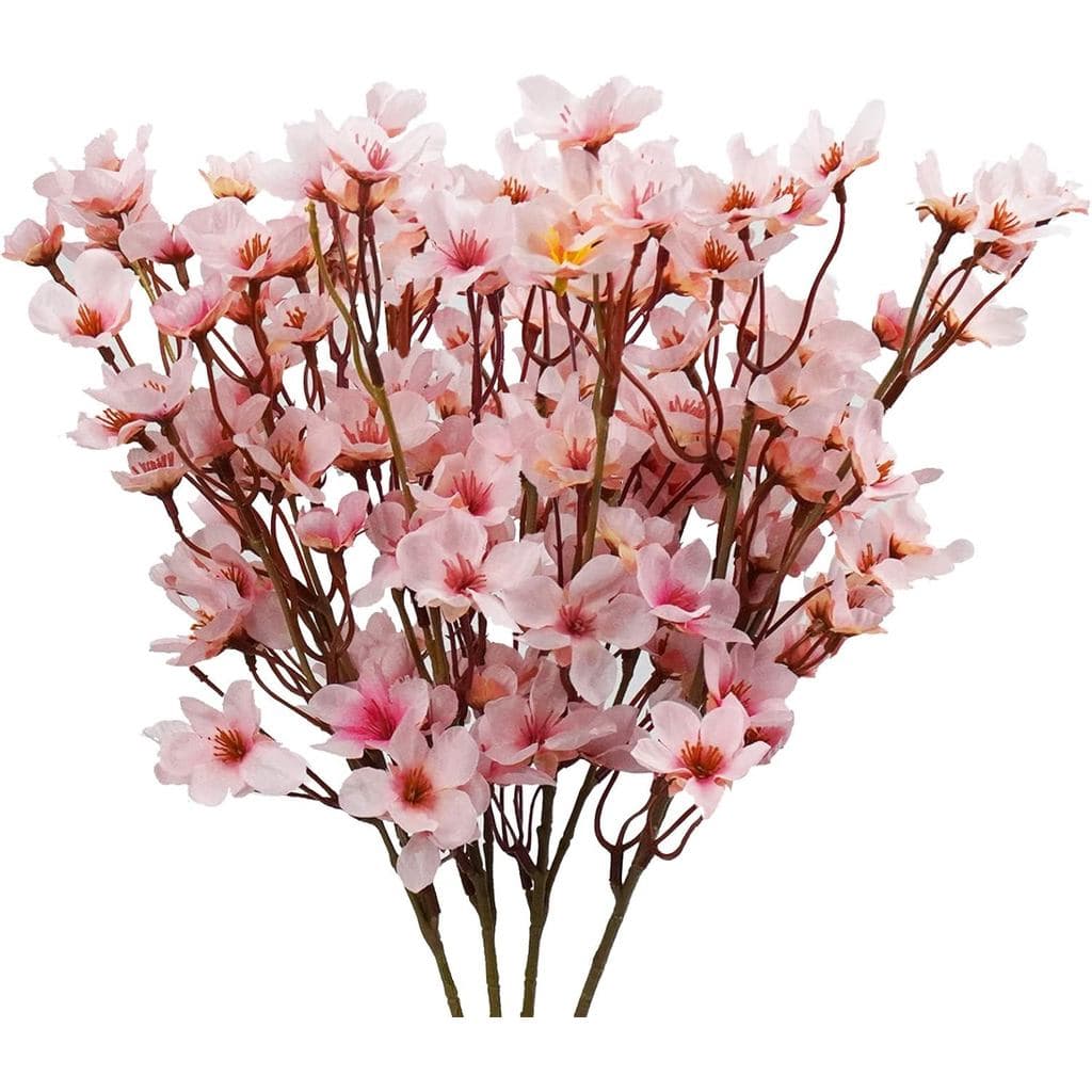Uieke 4 Peças de Flores Artificiais de Cerejeira, Flores de Pêssego de Seda, Arranjo de Plantas Falsas para Decoração de