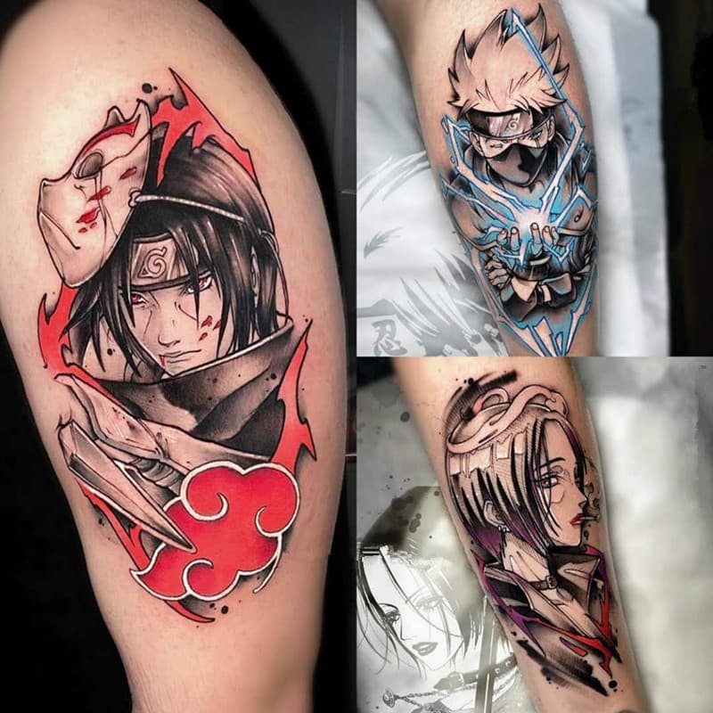 20pcs Tatuagem Adesiva Temporária À Prova D 'Água Estilo Anime Naruto