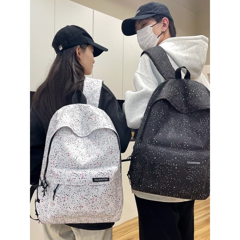 Mochila de grande capacidade para estudantes do ensino fundamental céu estrelado impresso mochila moda tendência viagem