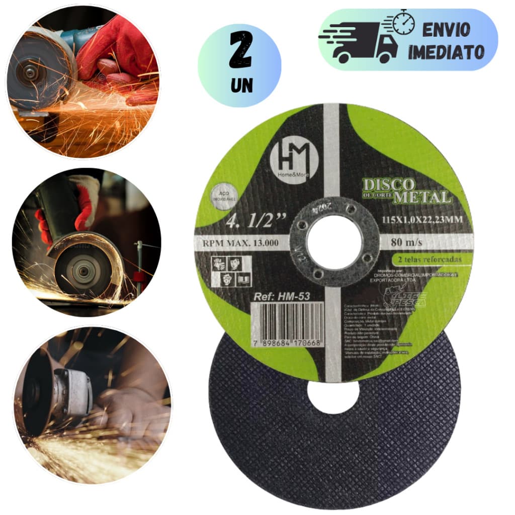 KIT JOGO 2 DISCO DE CORTE DE METAL PARA SERRAS METAL FERRO 4.1/2 PROFISSIONAL LIXADEIRAS ESMERILHADEIRAS