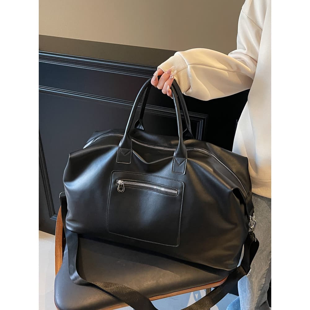 Textura de couro de grande capacidade Retro saco de viagem feminino lazer esportes Fitness bolsa masculino armazenamento