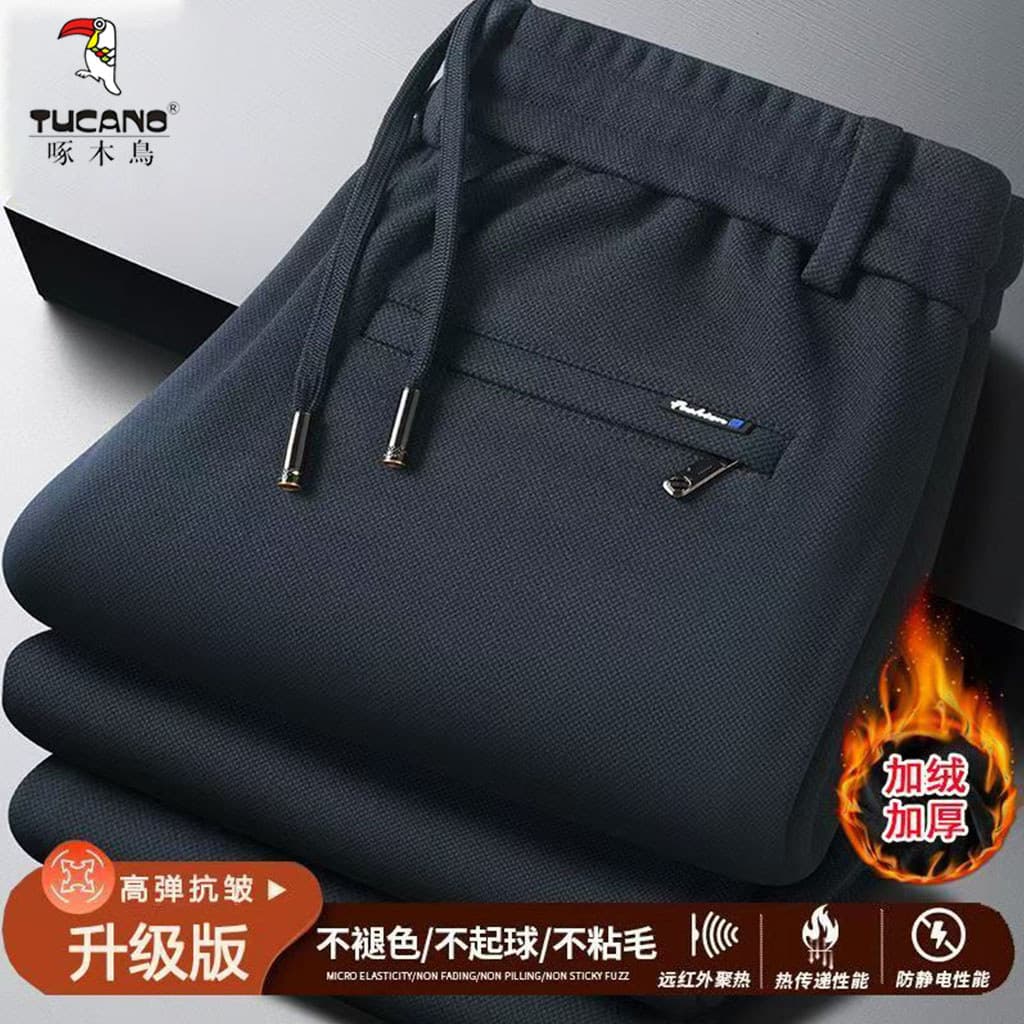 Pica-pau calças masculinas quentes terno calças casuais 2025 novo estilo outono inverno mais veludo engrossado em linha