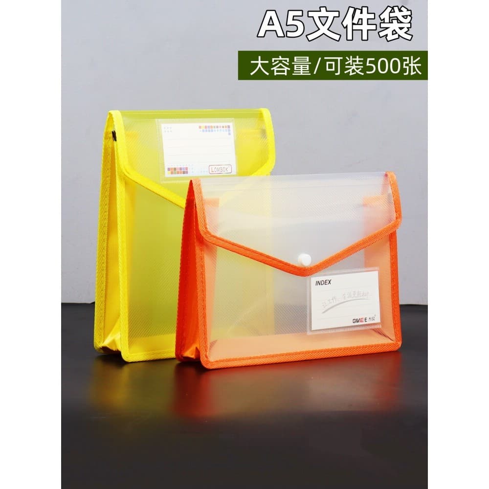 Saco de armazenamento transparente transparente saco de documentos simples saco de botão de grande capacidade à prova dw