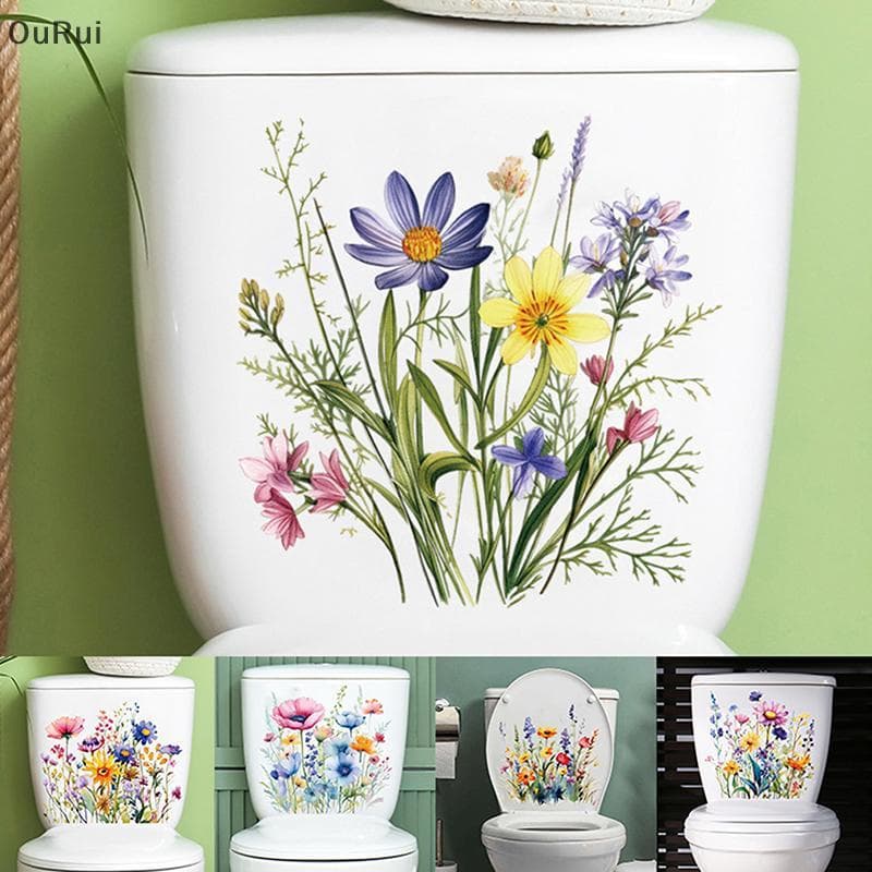 [B & C] Várias Plantas Verdes Flores Parede Stier Banheiro Decoração Decalques Sala De Estar Armário De Casa Mural Autoa