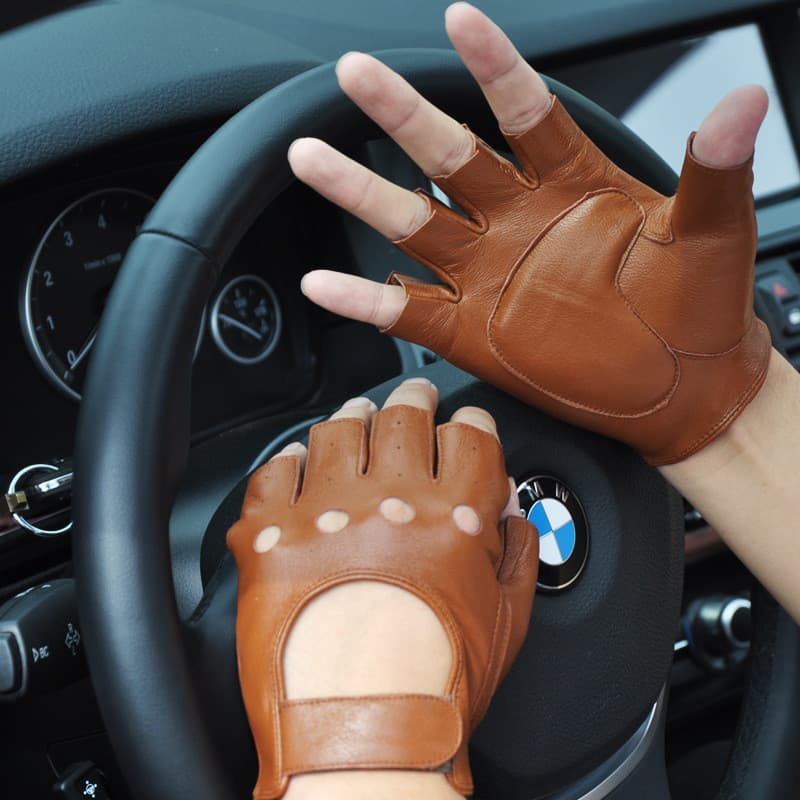 Luvas de couro para motocicletas Luvas antiderrapantes Luvas masculinas sem dedos Meia-luva de ciclismo Fitness Tático D