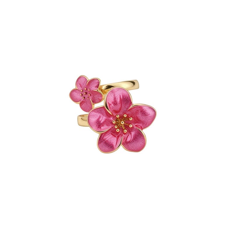Anel de flor com acabamento metálico e efeito de gotejamento de óleo, com toque de luxo e sofisticação, design único e r
