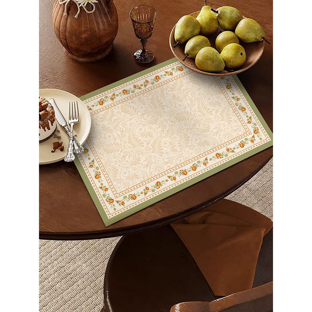 Jogo americano de couro Pastoral francês, à prova d'água, à prova de óleo, mesa de jantar, almofada de isolamento térmic