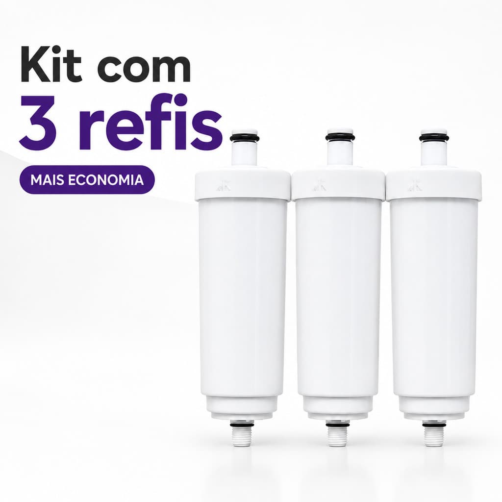 Kit 3 Refil Blindado Pro Saúde Carvão Ativado para Torneira com Filtro Reduz Cloro Dazie