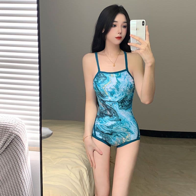 Maiô de uma peça feminino mais fino olhar Retro primavera quente maiô High-End profissional corrida maiô