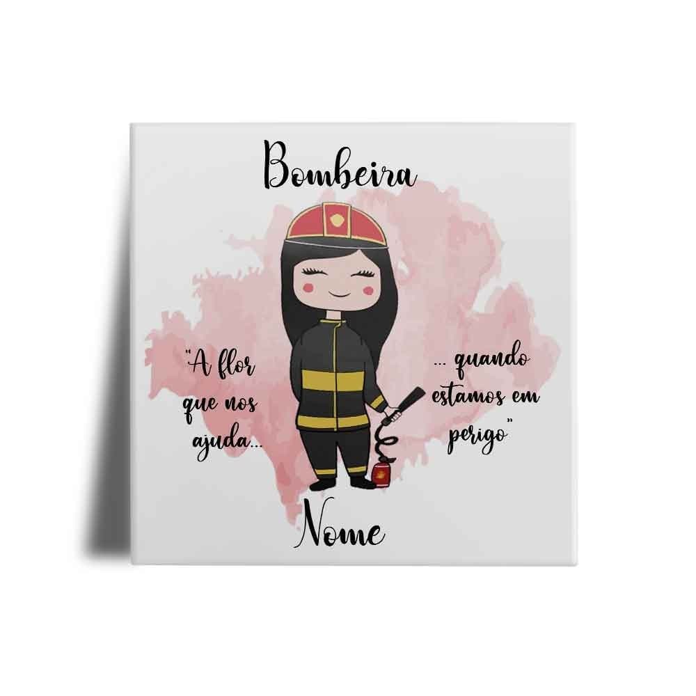 Azulejo Decorativo Profissões Bombeira Personalizado com Nome