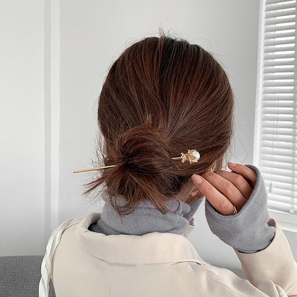 Cabelos Em Palitos De Cabelo Mulheres Elegante Pearl Headwear Metal Estilo Chinês Clip