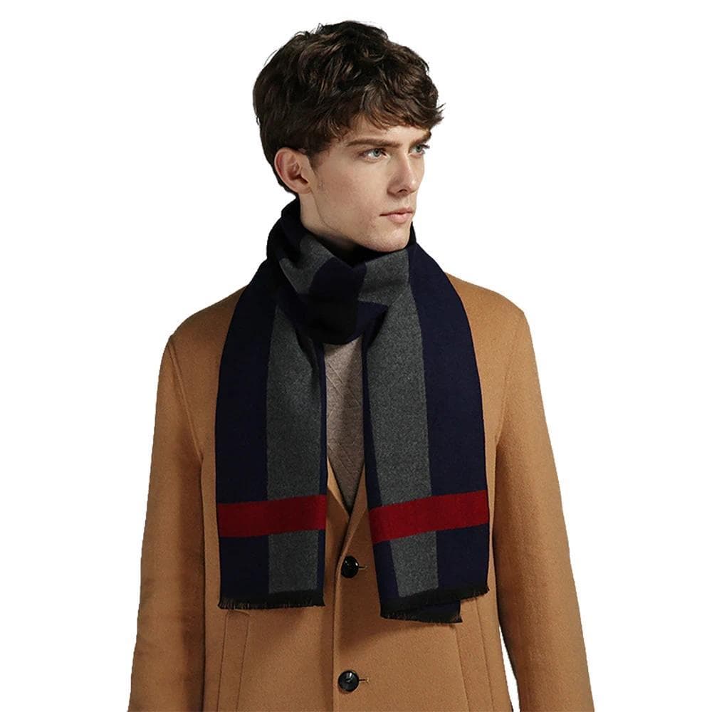 Lenço Xadrez Masculino Outono Inverno Cavalheiro Luxo Cashmere Sentimento Silenciador Estudante Primavera Envoltório Mac