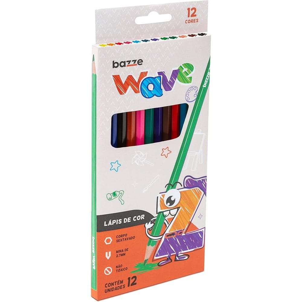 LAPIS DE COR 12 CORES WAVE BAZZE TRIS 612942