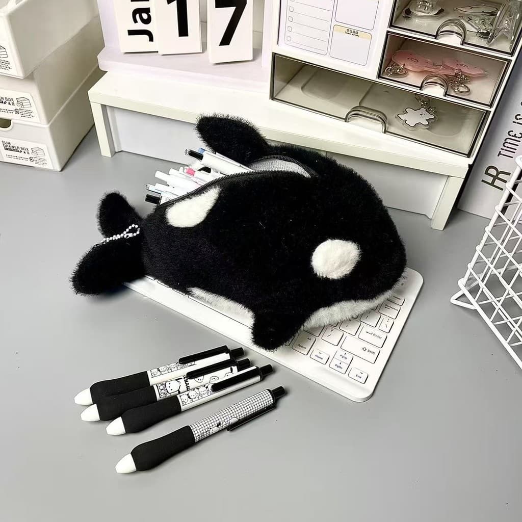 Boneca de descompressão dos desenhos animados caixa de papelaria caso de lápis saco de armazenamento bonito saco de pape