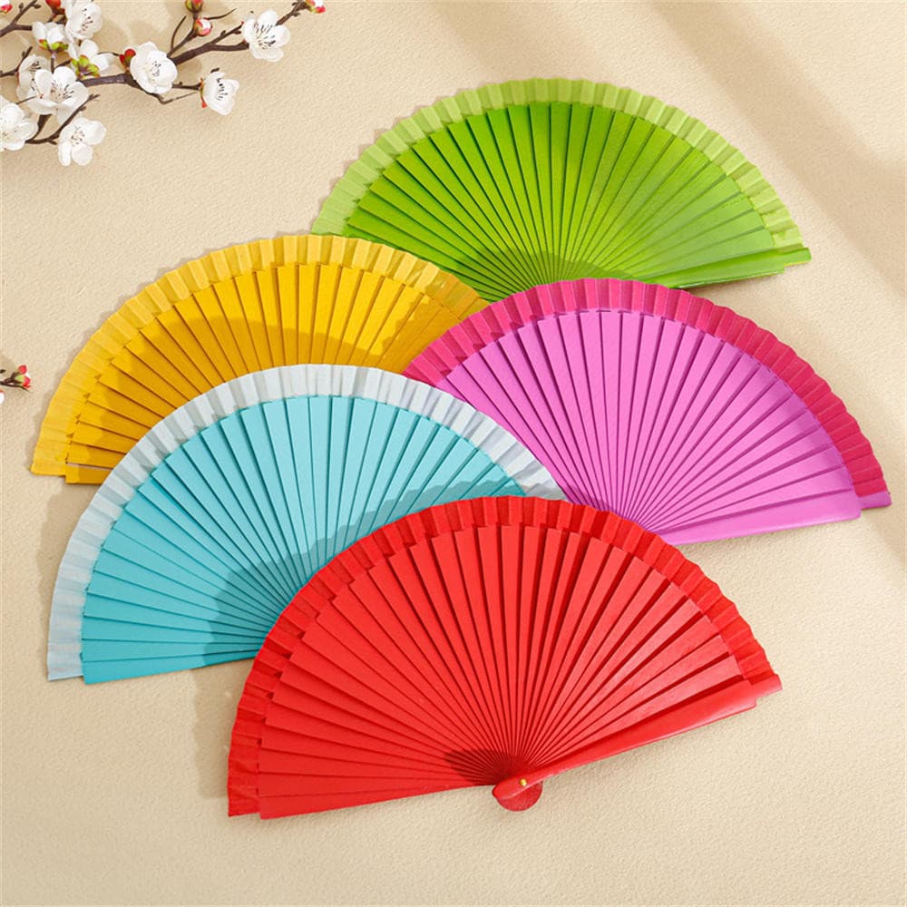Leque Dobrável Elegante Clássico Vintage De Mão De Madeira Espanhol Ventilador De Cor Sólida Para Casamentos Festas De D