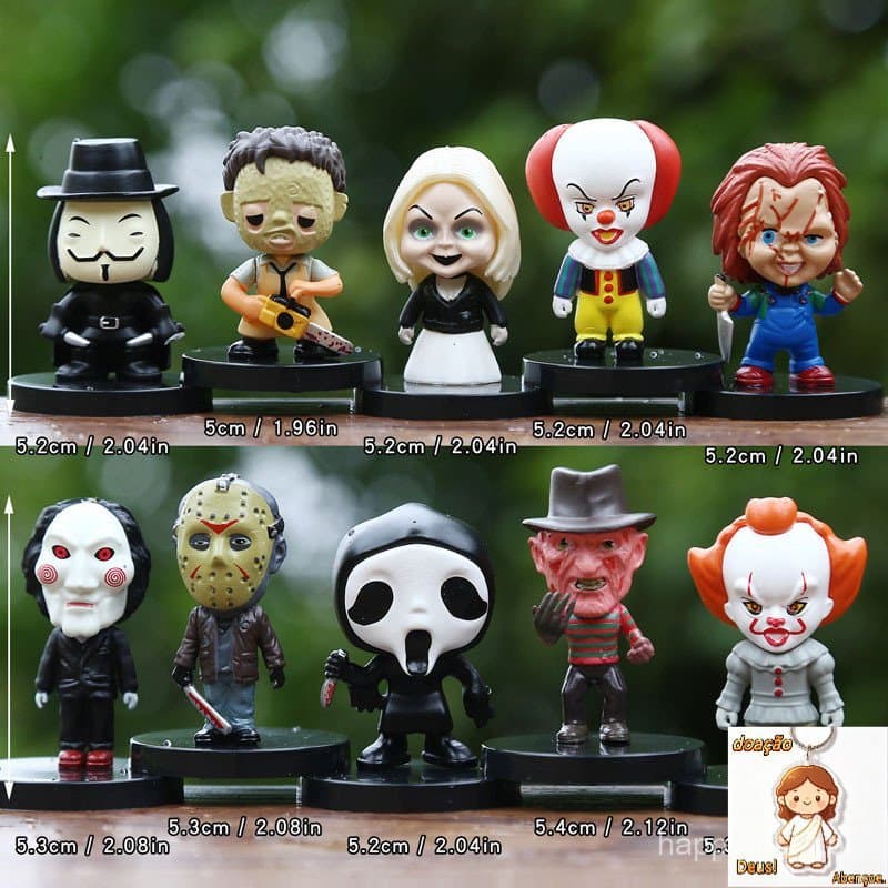 10 Pçs 5cm Série De Filme De Terror Jason Freddy Palhaço Figura De Ação Brinquedos PVC Modelo Presente De Halloween Esta