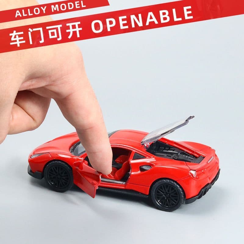 Modelo de carro Ferrari imitando um supercarro LaFerrari de liga metálica com sistema de fricção, modelo 458 com portas