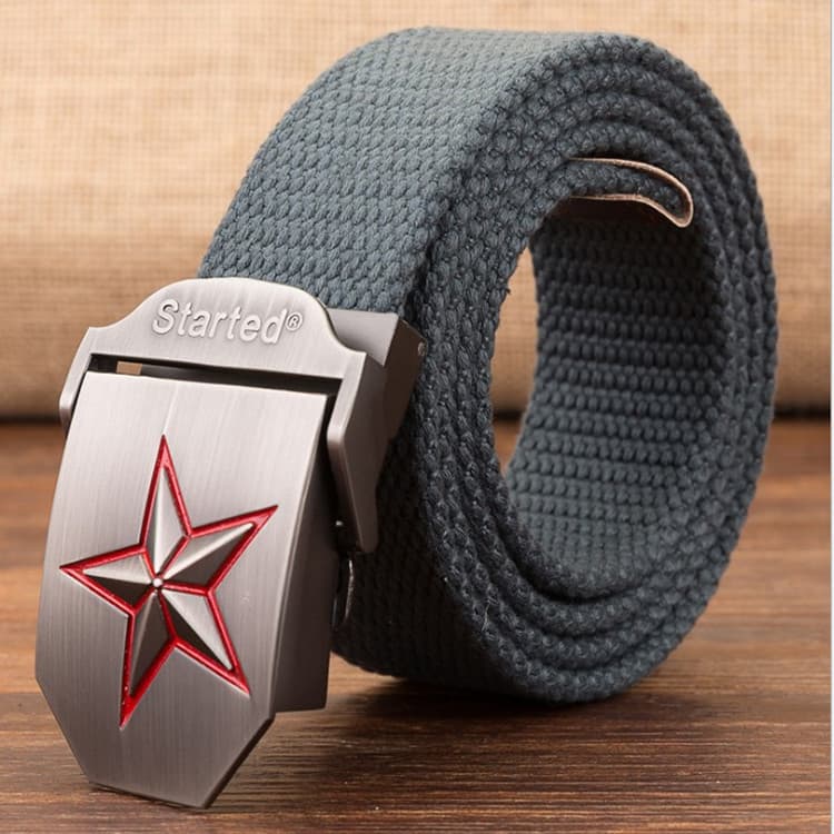 Estrela vermelha estrela de cinco pontas liga fivela automática masculino engrossado cinto de lona estendido Casual cint