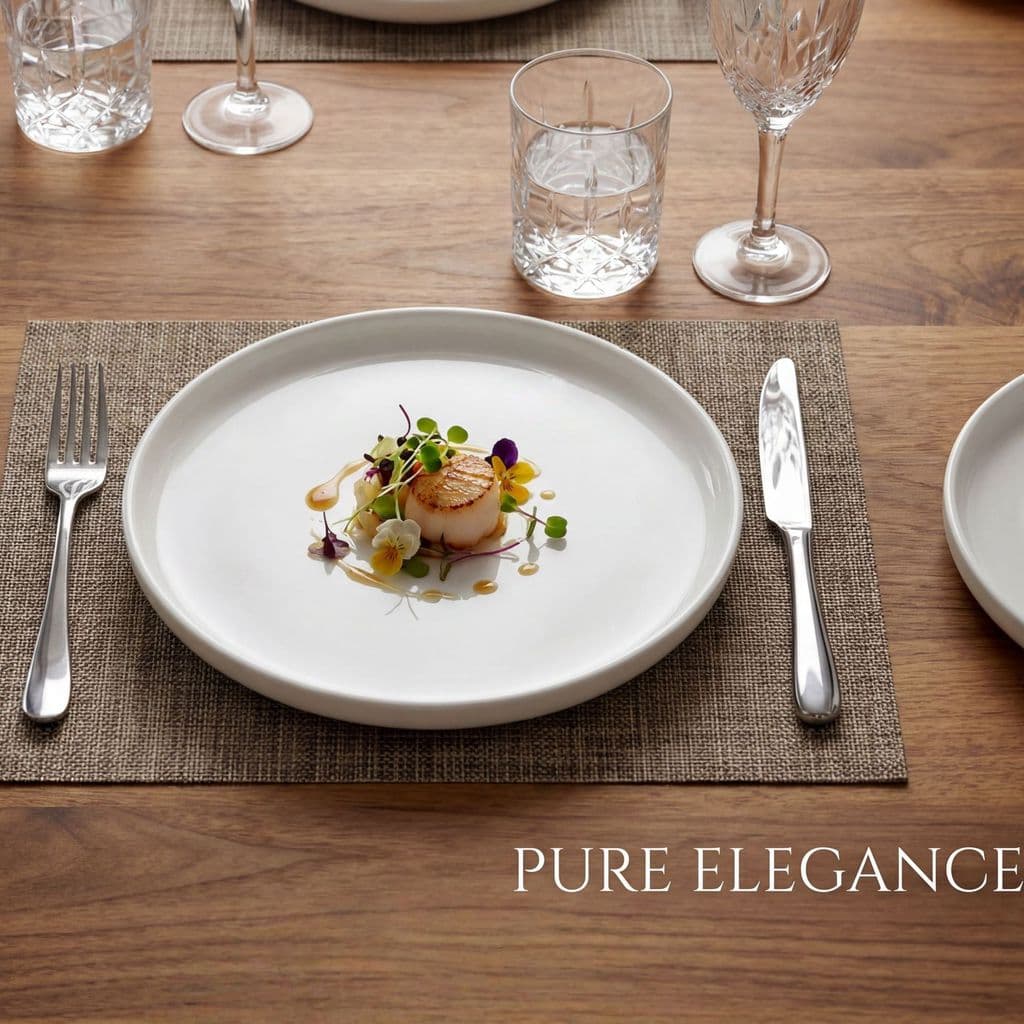 Prato de jantar branco puro de luxo leve Porcelana reforçada de alta temperatura Prato redondo de comida ocidental Prato