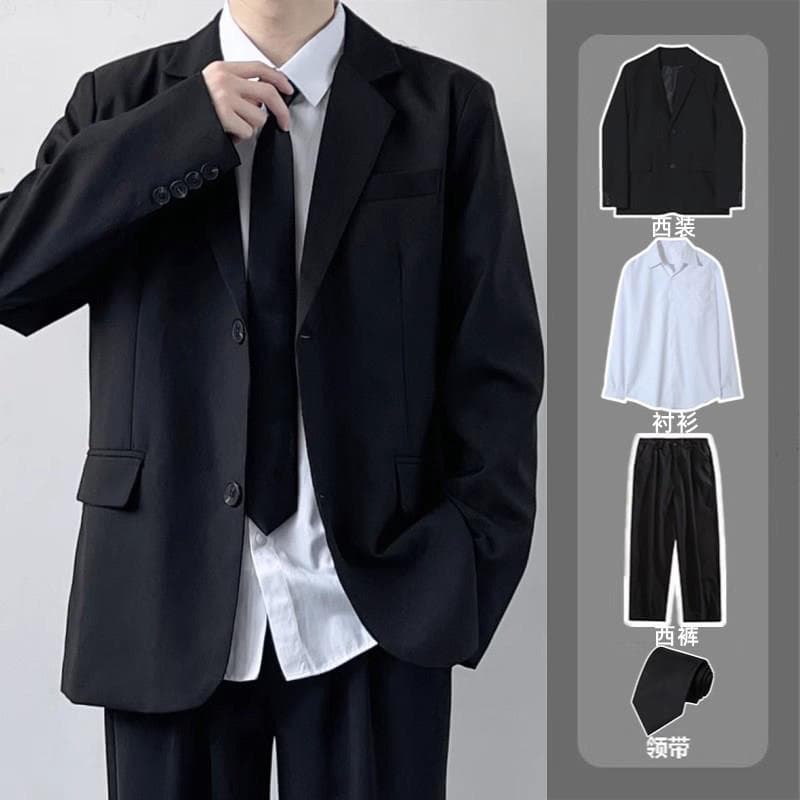 2026 primavera outono terno uniforme Casual terno masculino rufião bonito estudante universitário pequeno terno masculin