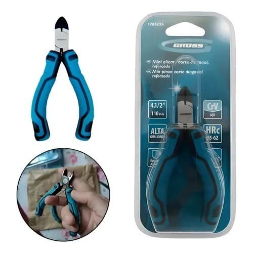 Mini Alicate De Corte Diagonal 4.1/2 Pol 110mm Gross 1783255 Azul-celeste