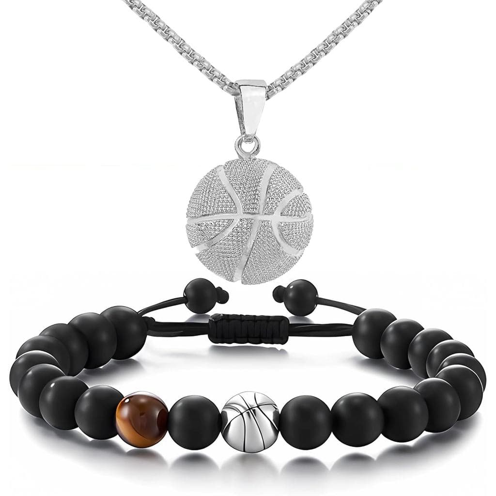 Conjunto de Joias de Basquete/Futebol de 2 Peças, Pulseira de Basquete/Futebol, Colar de Basquete/Futebol, Joias, Presen