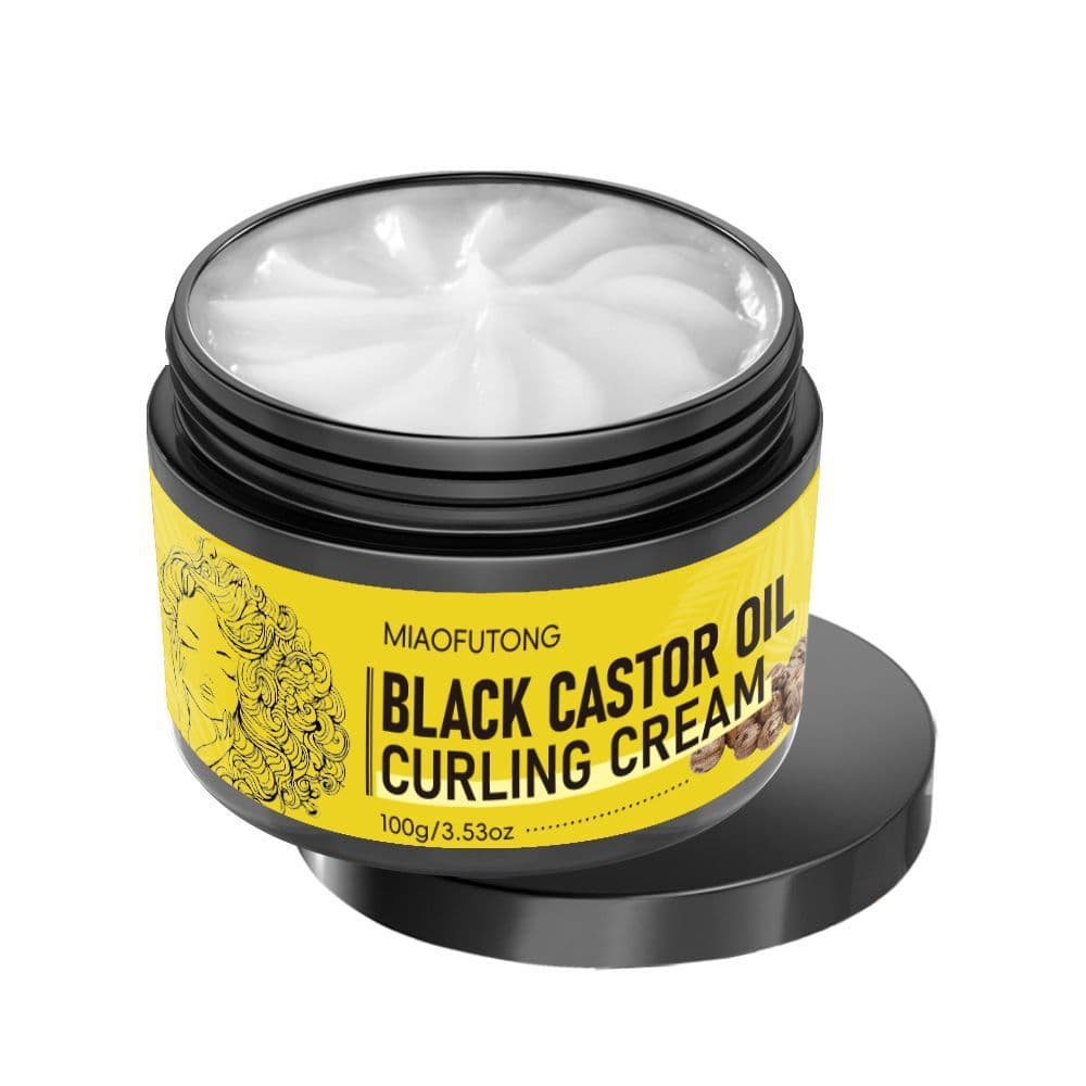 Creme modelador de cabelo encaracolado com óleo de rícino preto, hidratante, ondulação, elastina, sem enxágue, Anti-Friz
