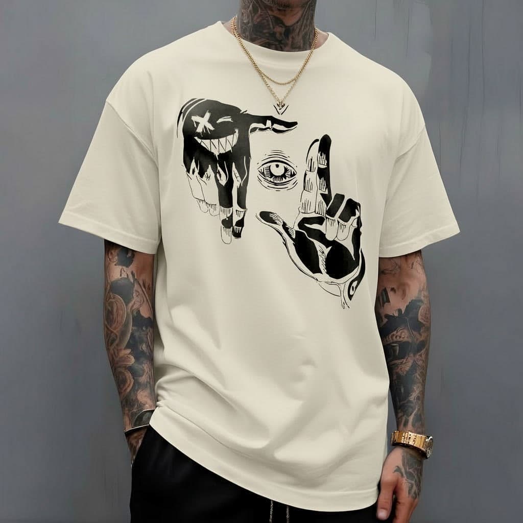 Camiseta Estampa DTF Olhar Smile 100% Algodão Fio 30.1 Despojada Lançamento